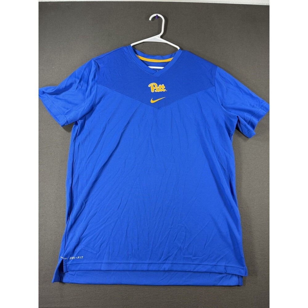 Pitt Panthers Shirt Mens Large Nike Dri-Fit Blue Performance Center Swoosh